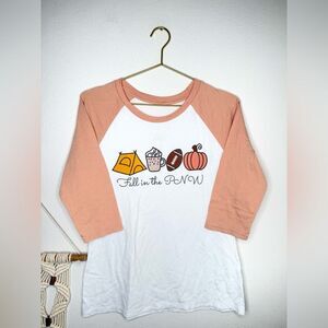 Fall in the PNW Raglan Tee Orange & White Autumn Graphic T-Shirt